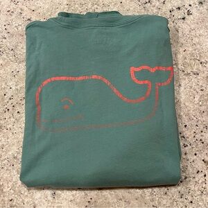 Men’s Large Vineyard Vines Classic Green Long Sleeve w/ Pink Fade Whale